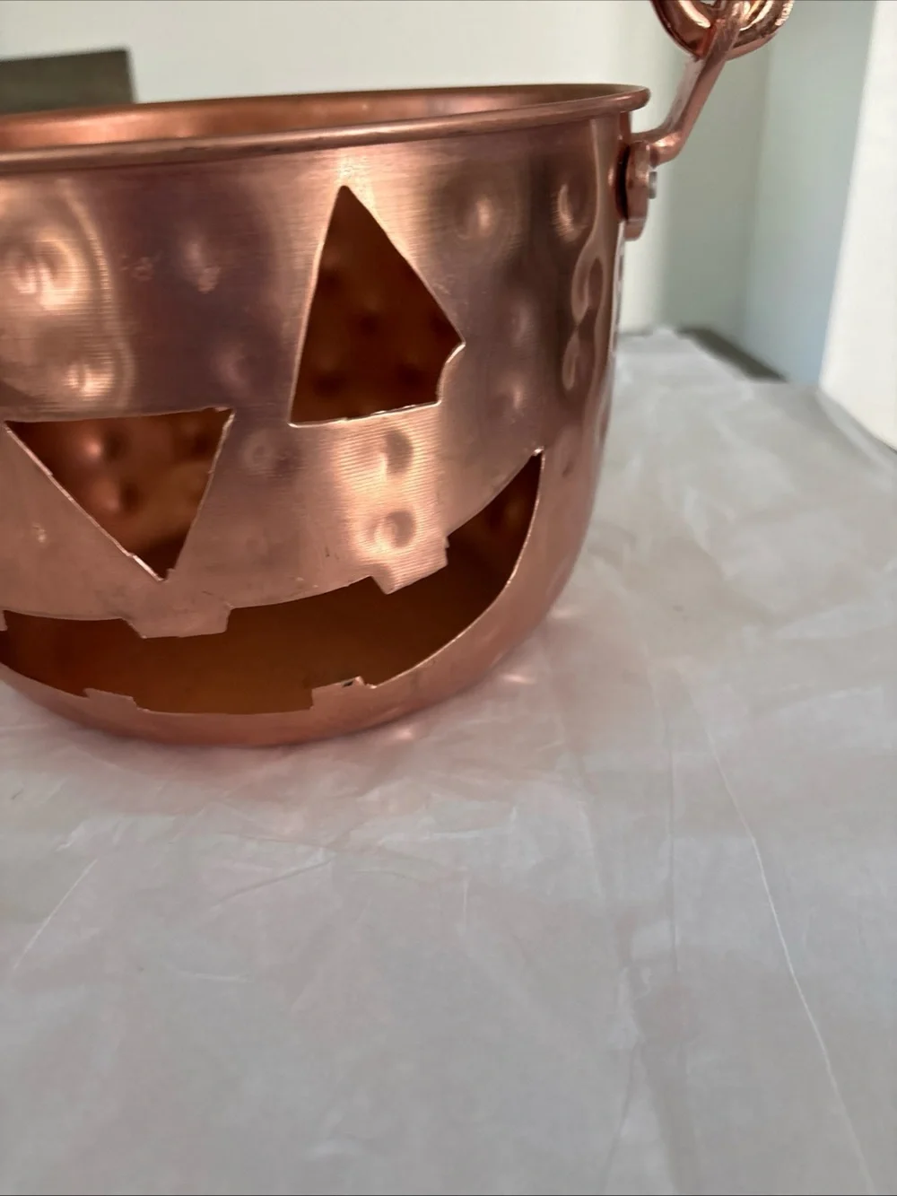 Copper Halloween Jack-O'-Lantern Candy Bucket